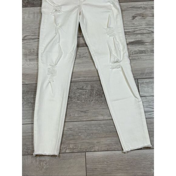 Express ankle legging high-rise white distressed jeans size 2 - Picture 3 of 13